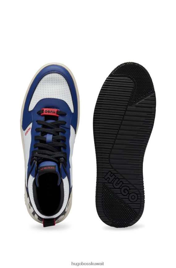 4TFNJN4998 أزرق غامق Hugo Boss حذاء رياضي عالي الجودة من مواد مختلطة باللون الأزرق الداكن مع شعار Hugo من الخلف