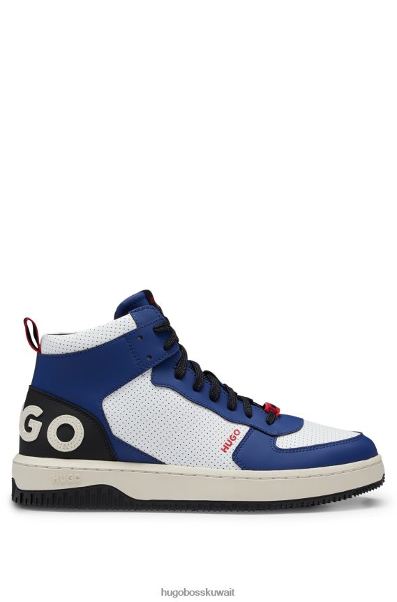 4TFNJN4998 أزرق غامق Hugo Boss حذاء رياضي عالي الجودة من مواد مختلطة باللون الأزرق الداكن مع شعار Hugo من الخلف