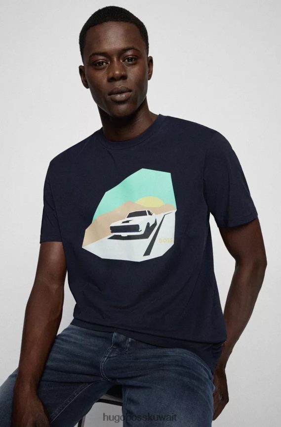 4TFNJN4 أزرق غامق/أسود Hugo Boss تي شيرت تي كار 50473047 أزرق داكن