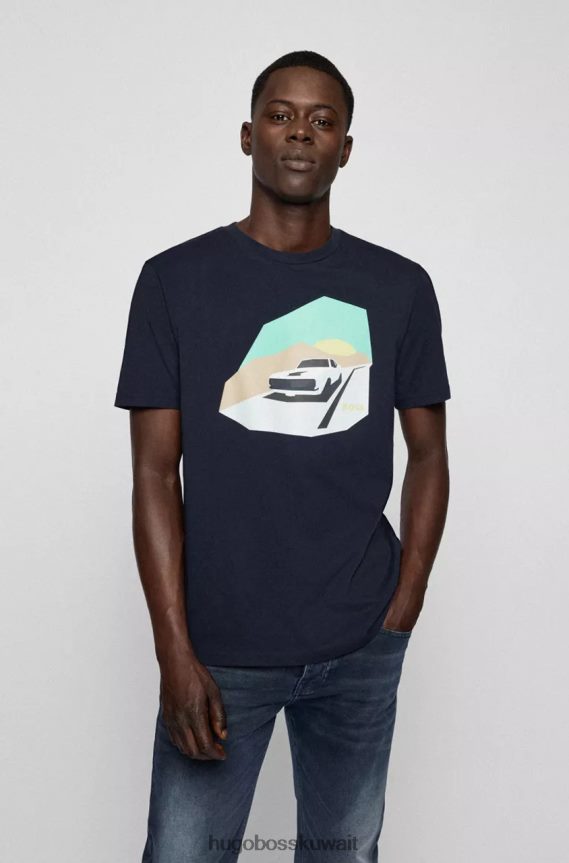 4TFNJN4 أزرق غامق/أسود Hugo Boss تي شيرت تي كار 50473047 أزرق داكن
