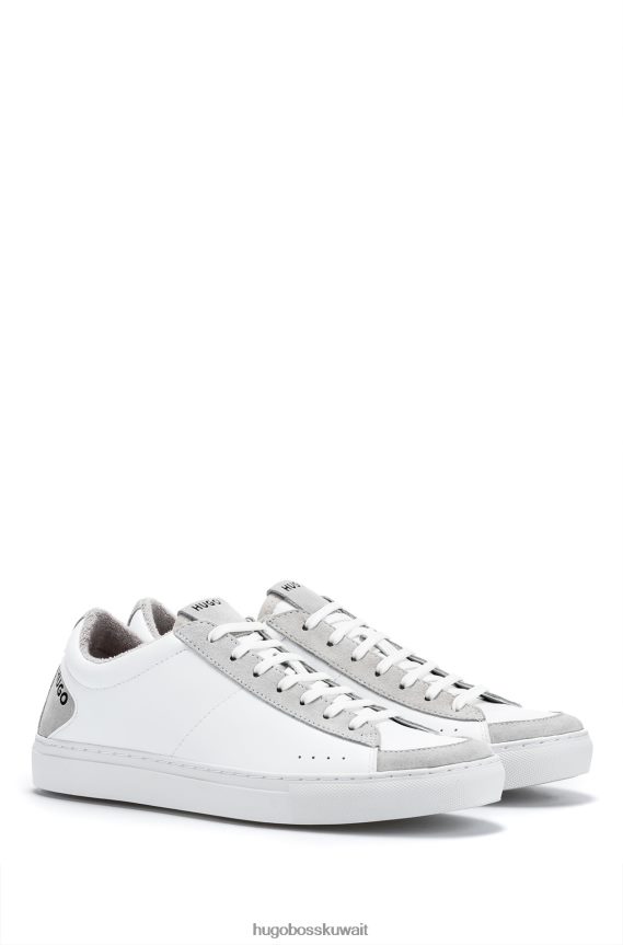 4TFNJN5000 أبيض Hugo Boss حذاء رياضي هوغو باللون الأبيض مصنوع من الجلد والسويدي