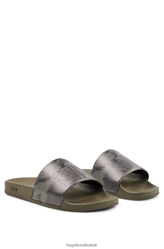 4TFNJN5001 أخضر Hugo Boss شرائح Hugo باللون الأخضر المموه مع علامة تجارية تعاونية