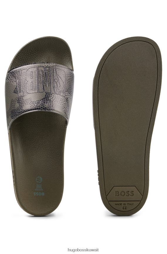 4TFNJN5001 أخضر Hugo Boss شرائح Hugo باللون الأخضر المموه مع علامة تجارية تعاونية