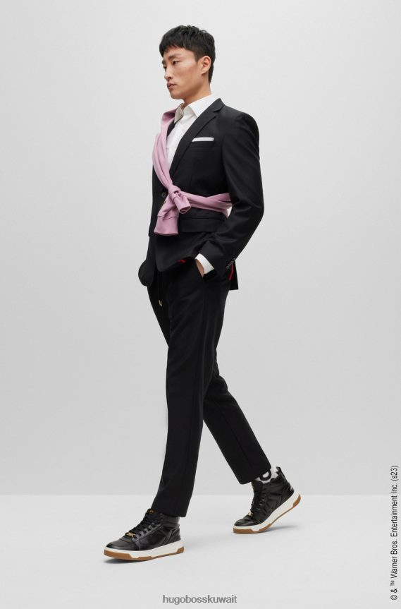 4TFNJN5004 أسود Hugo Boss حذاء Looney Tunes X عالي الجودة مع تفاصيل الشعار والشعار