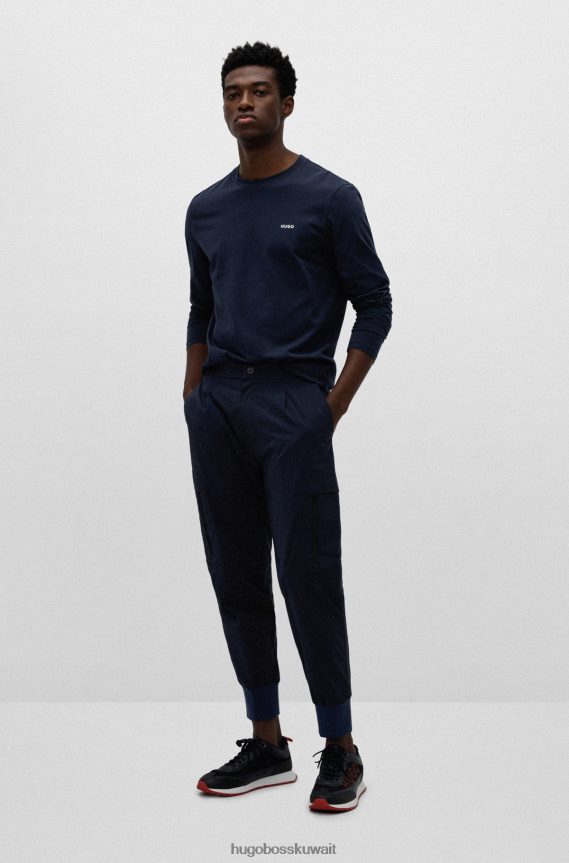 4TFNJN5008 أزرق غامق Hugo Boss حذاء رياضي بشعار شبكي مفتوح وجلد صناعي مطاطي من هوغو باللون الأزرق الداكن