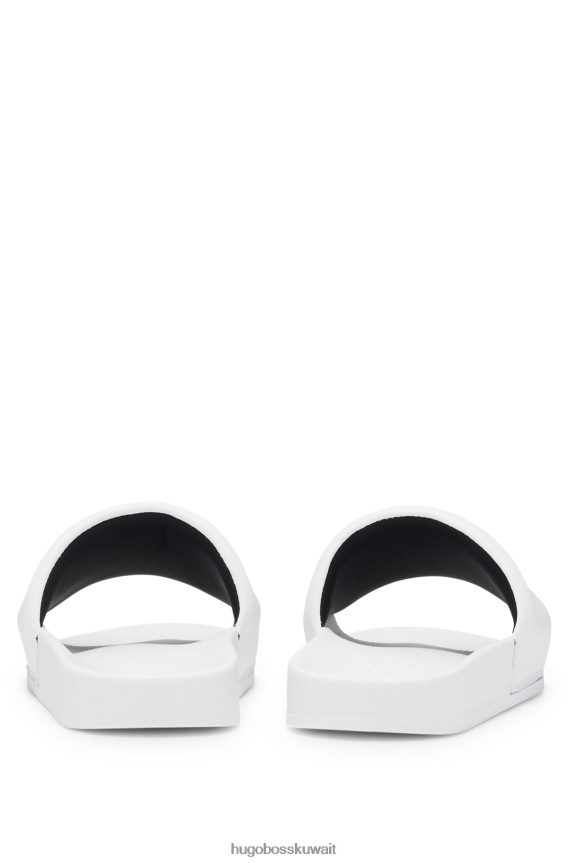 4TFNJN5009 أبيض Hugo Boss شبشب هوغو أبيض إيطالي الصنع مع شعار مطرز