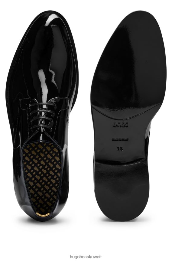 4TFNJN5019 أسود Hugo Boss حذاء ديربي من الجلد اللامع باللون الأسود مع نعل داخلي من هوغو