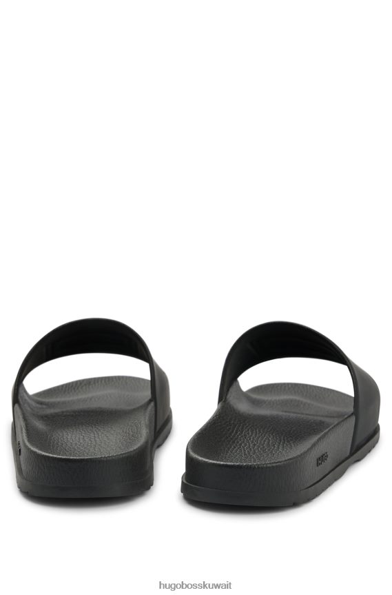 4TFNJN5030 أسود Hugo Boss شبشب هوغو باللون الأسود مع حزام عريض وشعار بإطار معدني