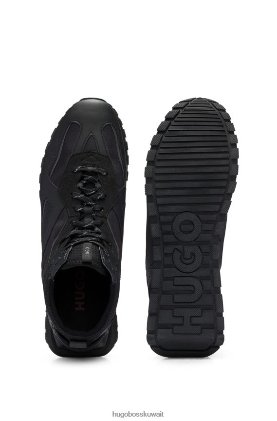 4TFNJN5031 أسود Hugo Boss حذاء رياضي هوغو باللون الأسود مصنوع من مواد مختلطة مع تفاصيل مطاطية