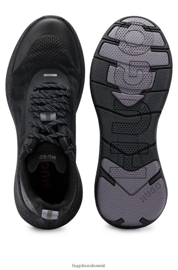 4TFNJN5032 أسود Hugo Boss حذاء Hugo شبكي علوي مع تفاصيل زخرفية عاكسة باللون الأسود