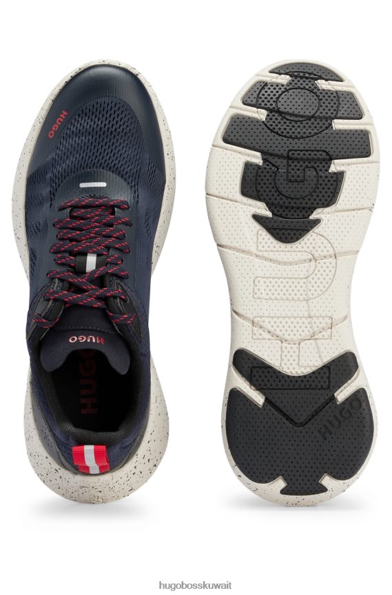 4TFNJN5033 أزرق غامق Hugo Boss حذاء رياضي شبكي مع تفاصيل عاكسة زخرفية باللون الأزرق الداكن