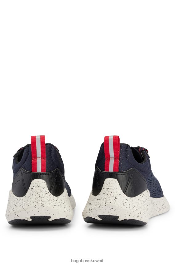 4TFNJN5033 أزرق غامق Hugo Boss حذاء رياضي شبكي مع تفاصيل عاكسة زخرفية باللون الأزرق الداكن