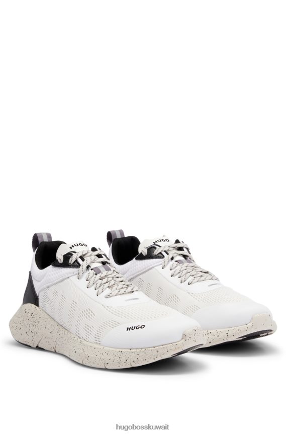 4TFNJN5034 أبيض Hugo Boss حذاء رياضي بجزء علوي شبكي باللون الأبيض مع تفاصيل زخرفية عاكسة