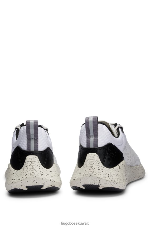 4TFNJN5034 أبيض Hugo Boss حذاء رياضي بجزء علوي شبكي باللون الأبيض مع تفاصيل زخرفية عاكسة