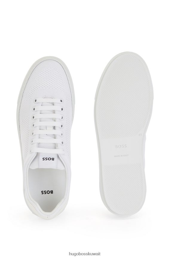 4TFNJN5036 أبيض Hugo Boss حذاء رياضي هوغو أبيض اللون مع جزء علوي من القماش