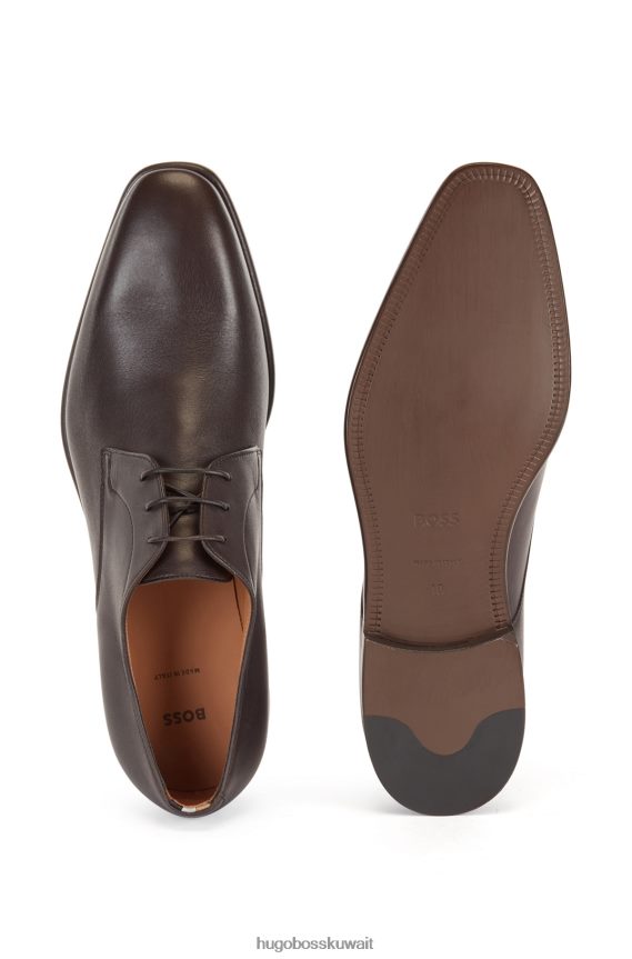 4TFNJN5038 بني غامق Hugo Boss حذاء ديربي هوغو بني داكن إيطالي الصنع من الجلد