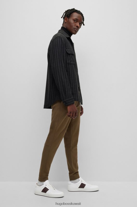 4TFNJN5040 أبيض Hugo Boss حذاء رياضي من الجلد مع شريط مطبوع عليه حرف Monogram