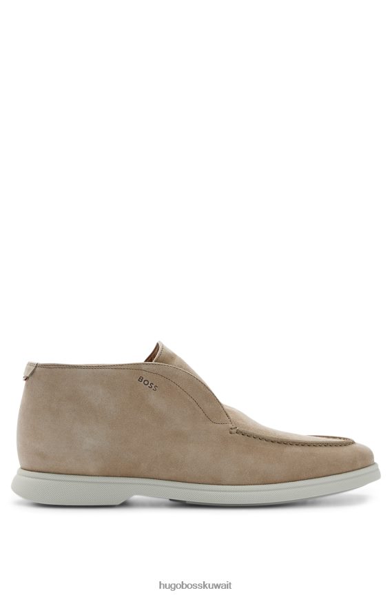 4TFNJN5050 اللون البيج Hugo Boss حذاء صحراوي من الجلد مع تفاصيل الشعار هوغو بيج