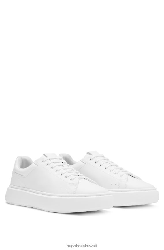 4TFNJN5051 أبيض Hugo Boss حذاء رياضي باللون الأبيض بشعار Hugo مع جلد مربوط ونعل خارجي مطاطي
