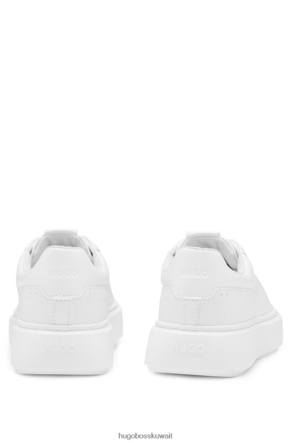 4TFNJN5051 أبيض Hugo Boss حذاء رياضي باللون الأبيض بشعار Hugo مع جلد مربوط ونعل خارجي مطاطي