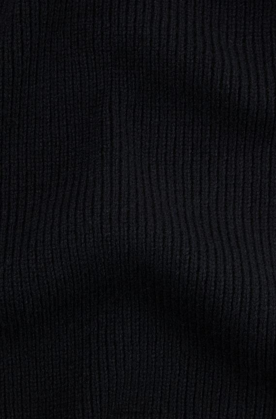 4TFNJN5056 أسود Hugo Boss وشاح من مزيج الصوف المضلع يحمل شعار هوغو باللون الأحمر باللون الأسود