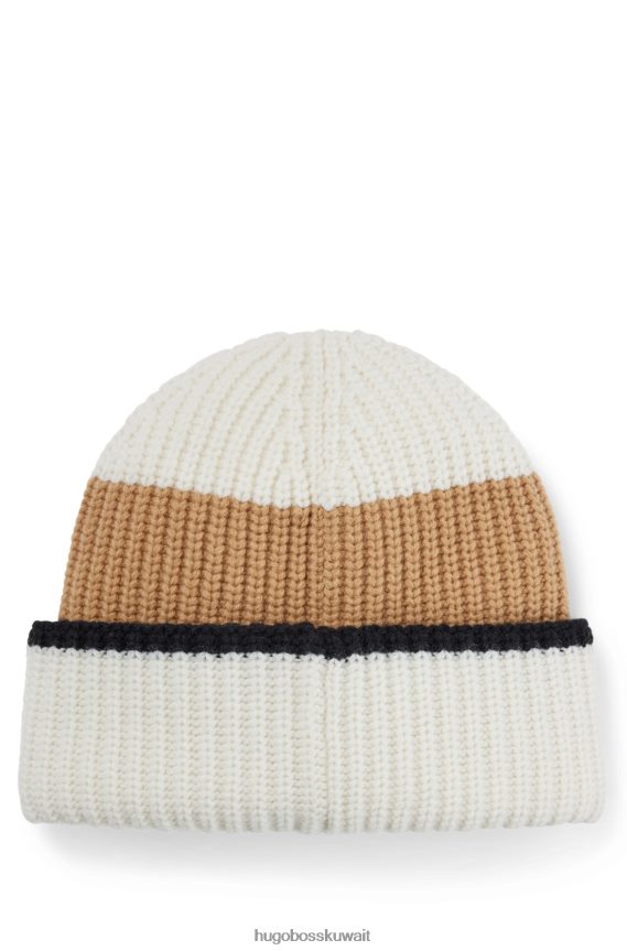 4TFNJN5057 منقوشة Hugo Boss قبعة صغيرة منقوشة من مزيج صوف هوغو مع رقعة مونوغرام