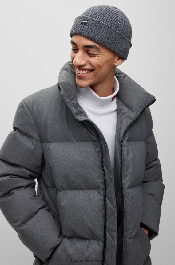 4TFNJN5058 رمادي Hugo Boss قبعة صياد السمك المضلعة باللون الرمادي من Hugo مع ملصق الشعار من خيوط ناعمة