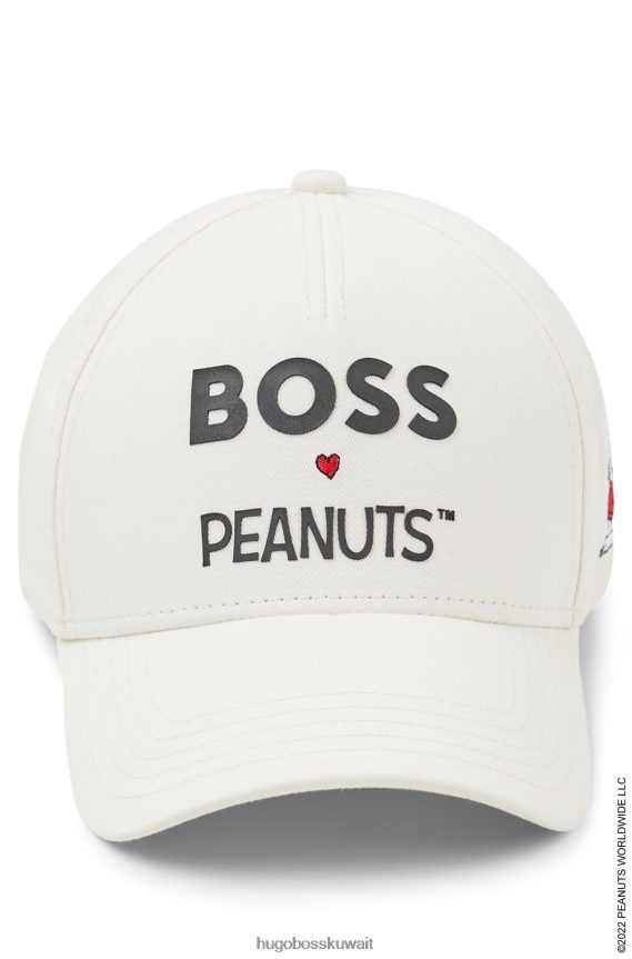 4TFNJN5061 أبيض Hugo Boss × قبعة من القطن المضلع بالفول السوداني مع عمل فني حصري