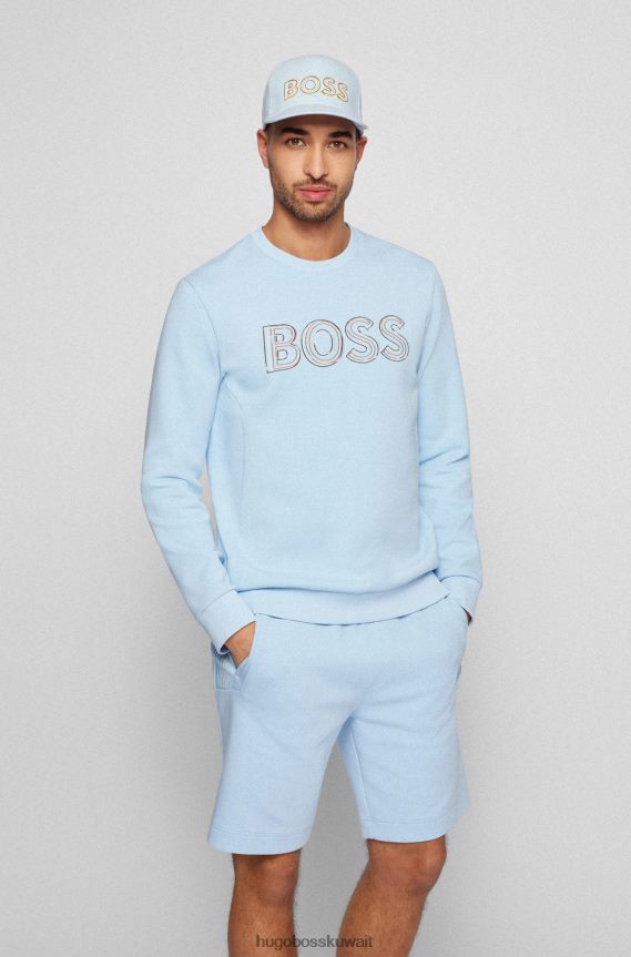 4TFNJN5071 أزرق فاتح Hugo Boss قبعة هوغو قطنية طويلة باللون الأزرق الفاتح مع شعار فني