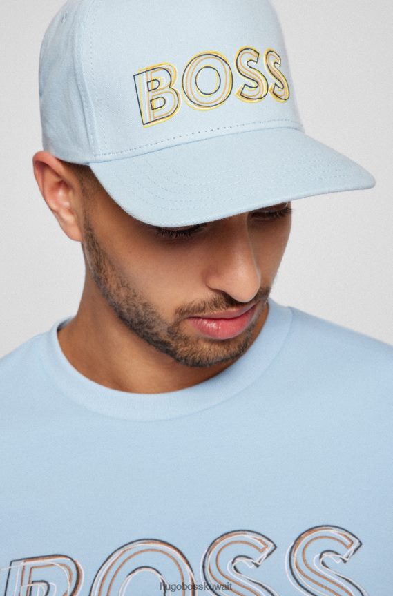 4TFNJN5071 أزرق فاتح Hugo Boss قبعة هوغو قطنية طويلة باللون الأزرق الفاتح مع شعار فني