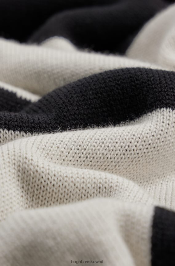 4TFNJN5074 أبيض Hugo Boss وشاح محبوك مع شعار هوغو منسوج من الجاكار باللون الأبيض