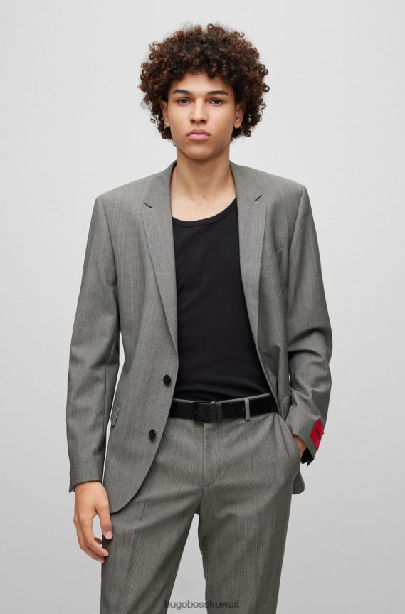 4TFNJN5075 أسود Hugo Boss حزام أسود من الجلد الإيطالي مع شعار هوغو على كامل التصميم