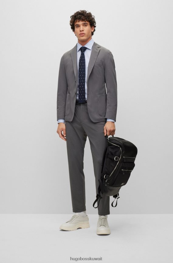 4TFNJN5076 أسود Hugo Boss حقيبة ظهر ذات مظهر غير لامع من مادة معاد تدويرها مع تفاصيل شعار هوغو باللون الأسود