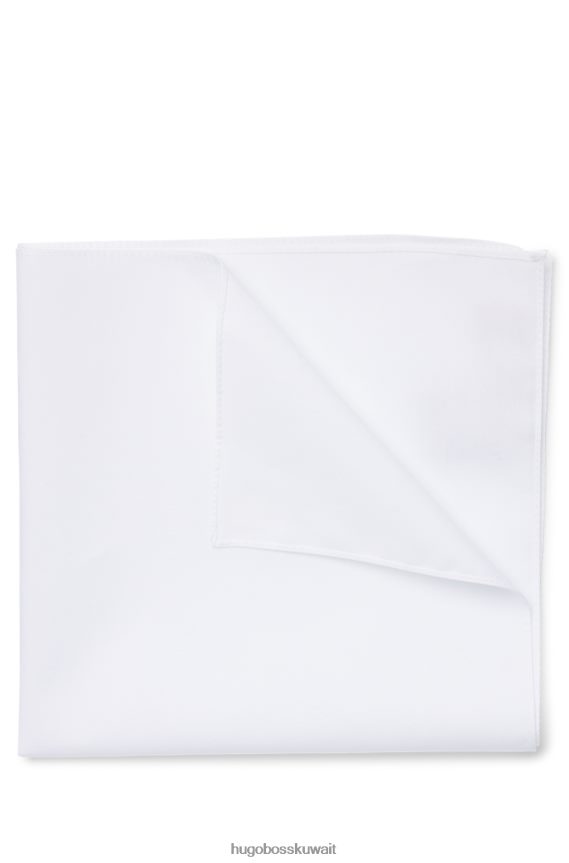 4TFNJN5081 أبيض Hugo Boss مربع جيب أبيض من قماش البوبلين القطني