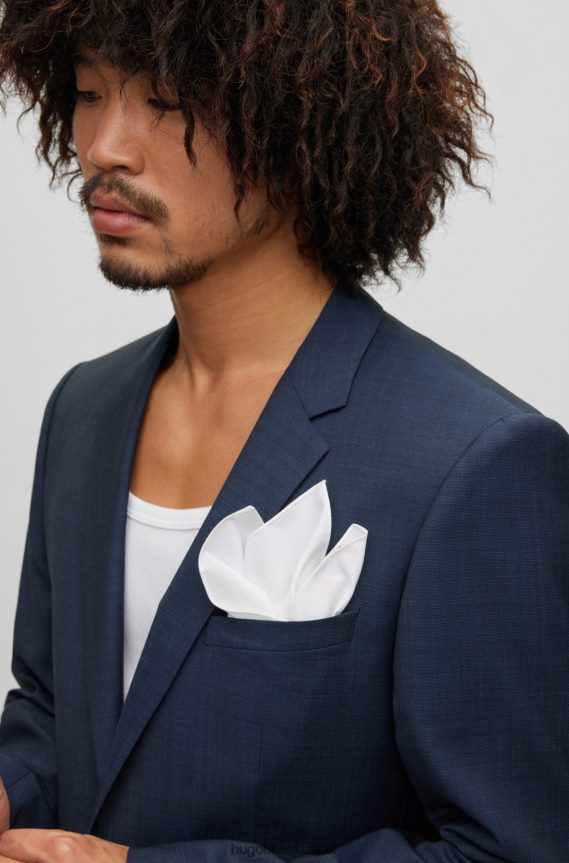 4TFNJN5081 أبيض Hugo Boss مربع جيب أبيض من قماش البوبلين القطني