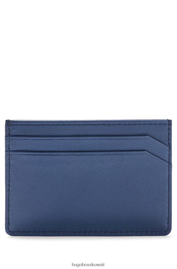 4TFNJN5083 أزرق غامق Hugo Boss حامل بطاقة جلدية مع شعار emed