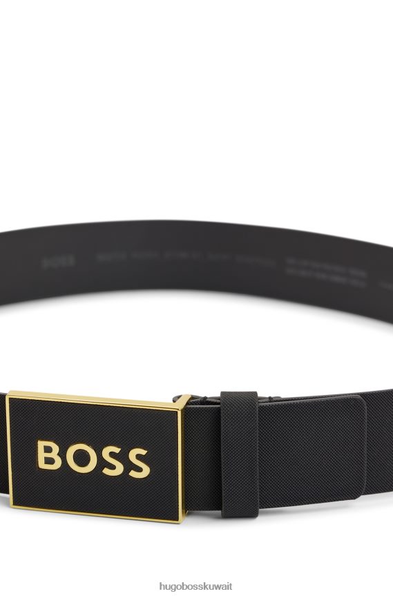 4TFNJN5087 أسود Hugo Boss حزام بإبزيم البلاك من الجلد الإيطالي هوغو باللون الأسود