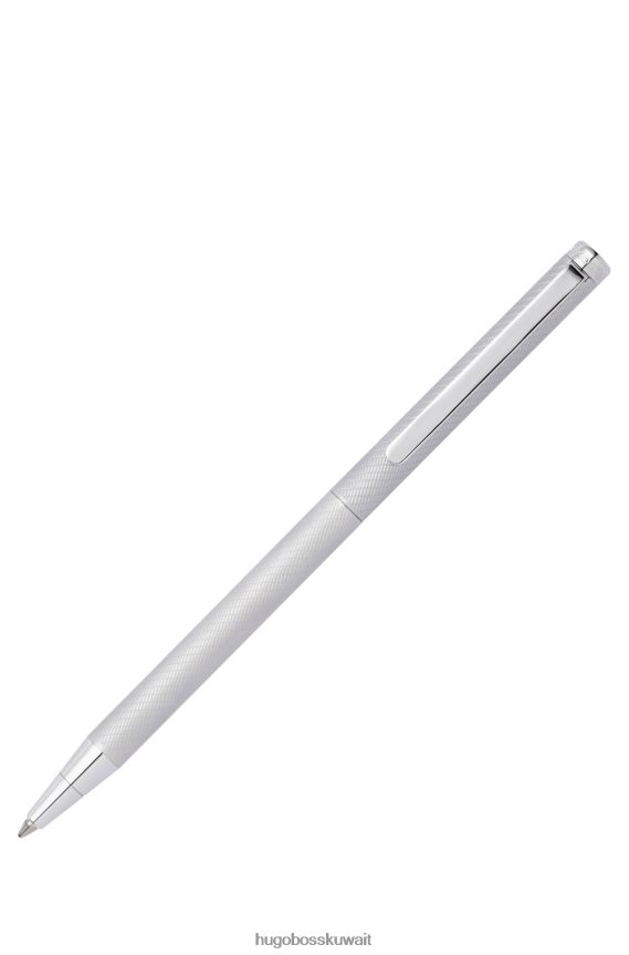 4TFNJN5090 فضة Hugo Boss قلم حبر جاف من الكروم الفضي من هوغو بنمط منقوش