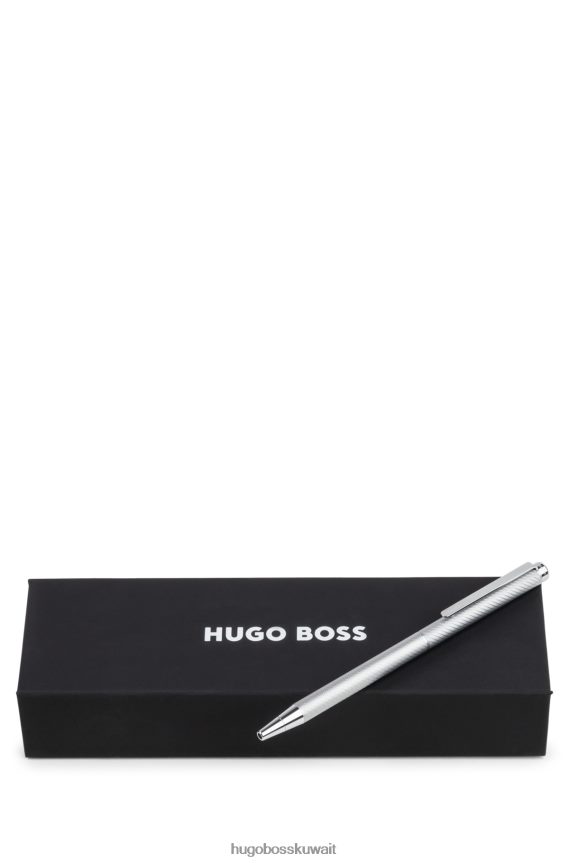 4TFNJN5090 فضة Hugo Boss قلم حبر جاف من الكروم الفضي من هوغو بنمط منقوش