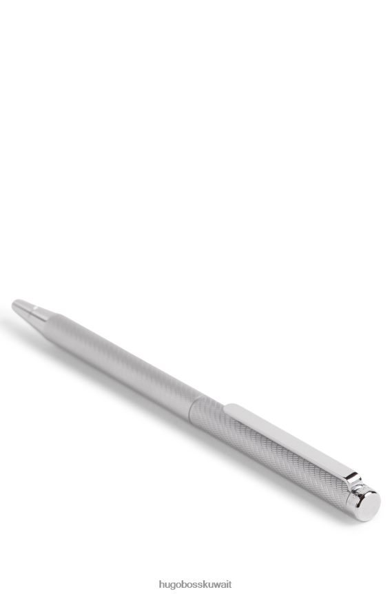 4TFNJN5090 فضة Hugo Boss قلم حبر جاف من الكروم الفضي من هوغو بنمط منقوش
