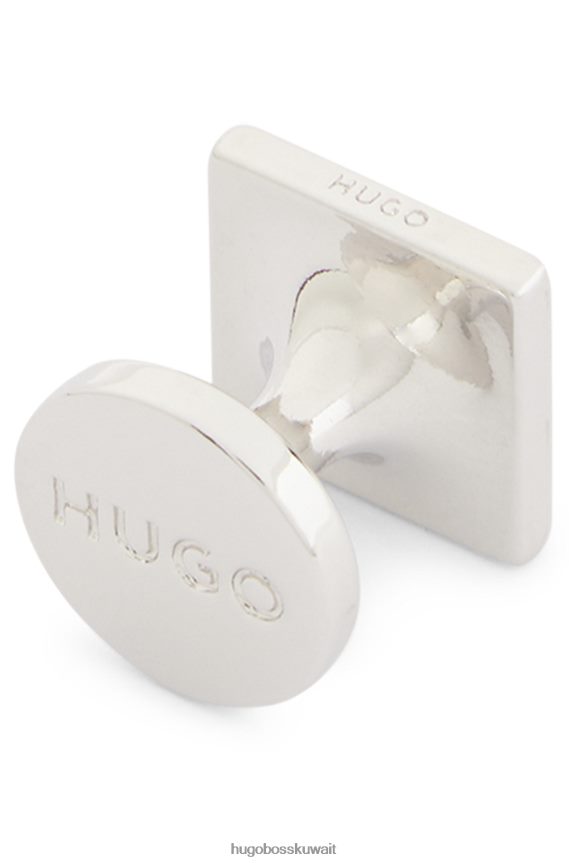 4TFNJN5092 أبيض Hugo Boss أزرار أكمام مربعة مع قلب المينا الملون باللون الأبيض