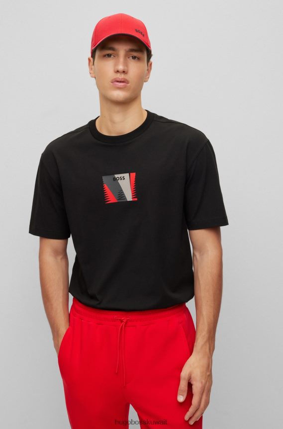 4TFNJN5096 أحمر Hugo Boss قبعة هوغو من نسيج قطني طويل باللون الأحمر مع شعار منحني وإغلاق قابل للتعديل