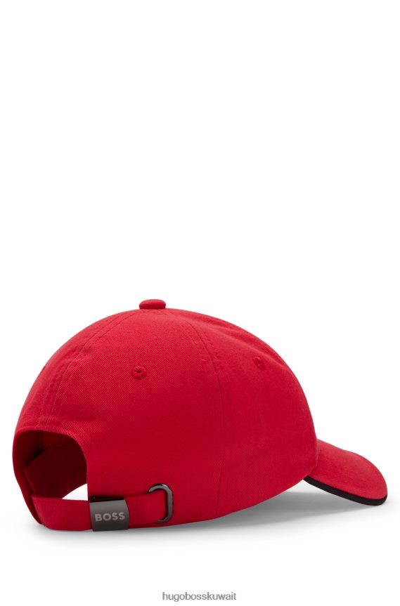4TFNJN5096 أحمر Hugo Boss قبعة هوغو من نسيج قطني طويل باللون الأحمر مع شعار منحني وإغلاق قابل للتعديل