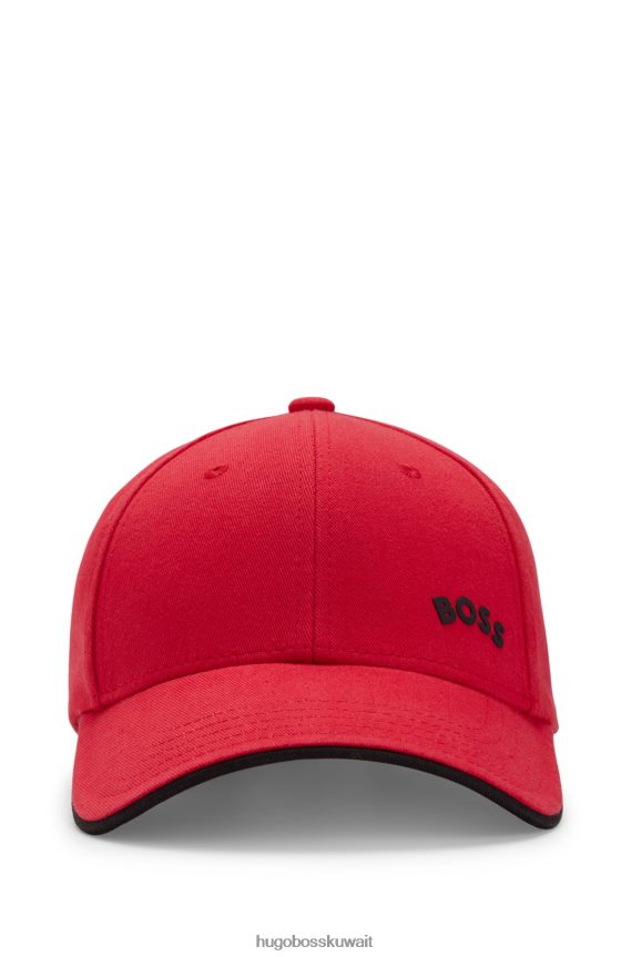 4TFNJN5096 أحمر Hugo Boss قبعة هوغو من نسيج قطني طويل باللون الأحمر مع شعار منحني وإغلاق قابل للتعديل