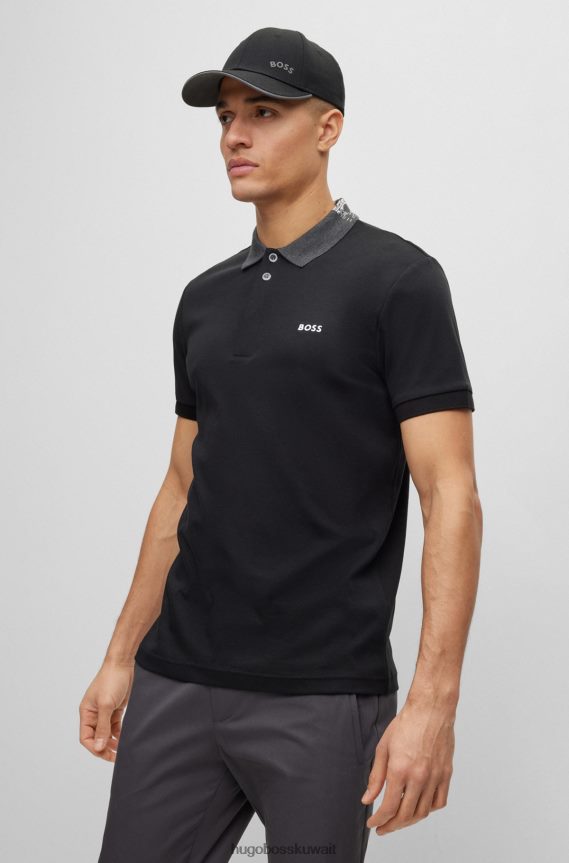 4TFNJN5097 أسود Hugo Boss قبعة Hugo من نسيج قطني طويل مع شعار منحني وإغلاق قابل للتعديل باللون الأسود