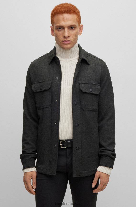 4TFNJN5103 أسود Hugo Boss حزام Hugo بإبزيم دبوسي من الجلد المنظم مع حافظة الشعار باللون الأسود