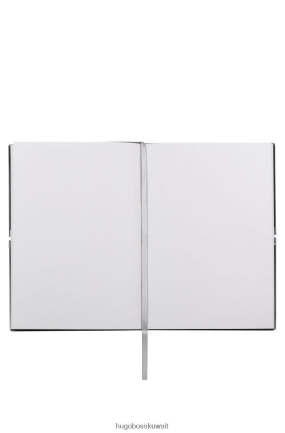 4TFNJN5104 رمادي فاتح Hugo Boss دفتر مقاس A5 مصنوع من الجلد الصناعي باللون الرمادي مع شريط مطاطي باللون الرمادي الفاتح
