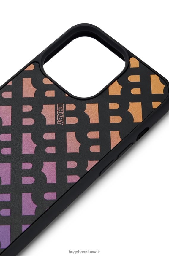 4TFNJN5108 أسود Hugo Boss حافظة هاتف x khaby بأحرف مونوغرامية على كامل التصميم
