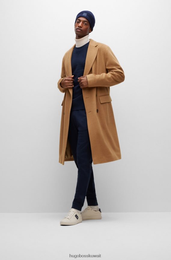 4TFNJN5114 أزرق غامق Hugo Boss قبعة صغيرة محبوكة مع شارة شعار منسوجة هوغو باللون الأزرق الداكن