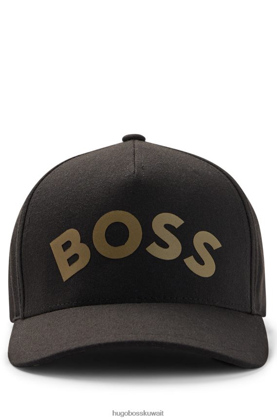 4TFNJN5117 أسود Hugo Boss قبعة Hugo من القماش المطاطي مع شعار عالي الوضوح باللون الأسود